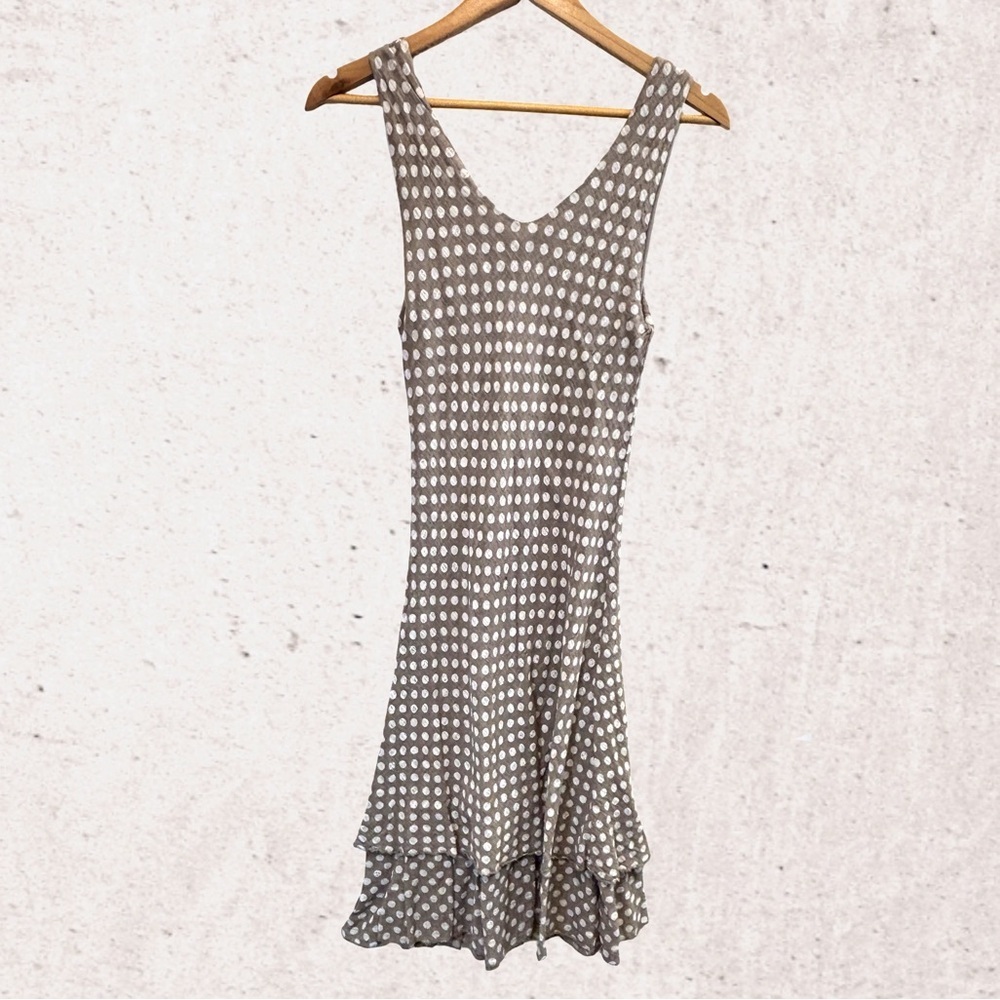 Cream Ruffled Sheath Mini Dress with V-Neck - Picture 2 of 4